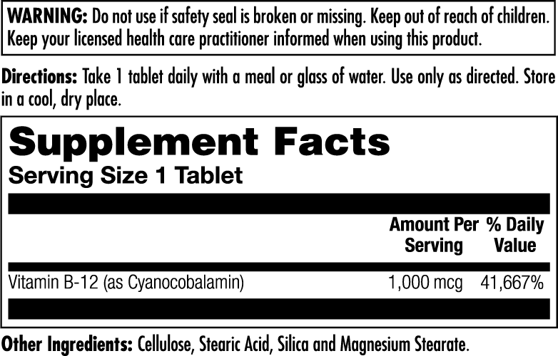 B-12 Sustained Release Tablets 1000 mcg - Image 2