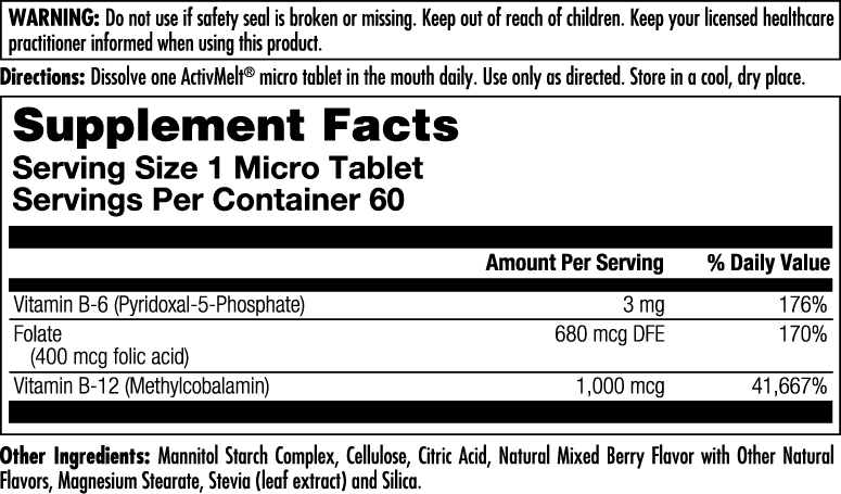 B-6 B-12 Folic Acid ActivMelt - Image 2
