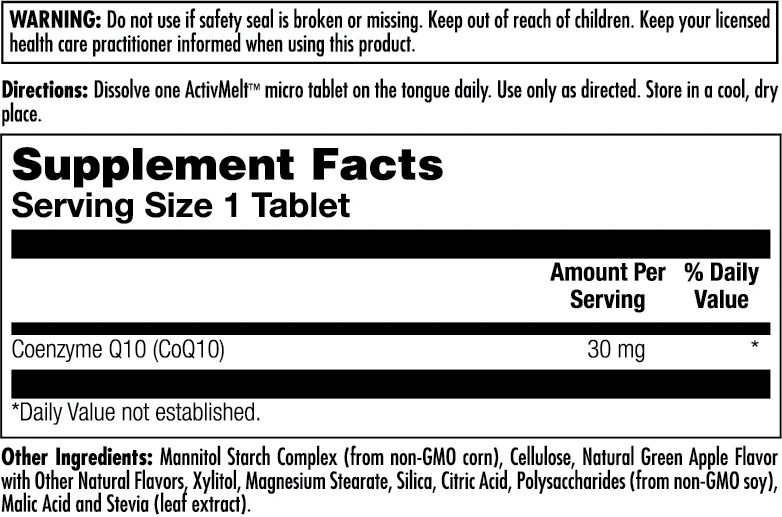 CoQ-10 30mg ActivMelt® Instant Dissolve Tablets - Image 2