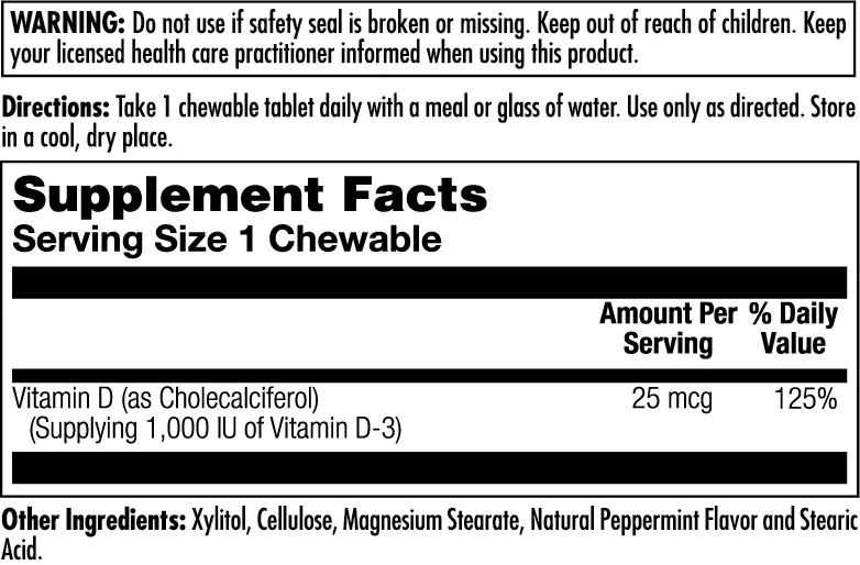 D-3 25 mcg (1000 IU) Chewables - Image 3