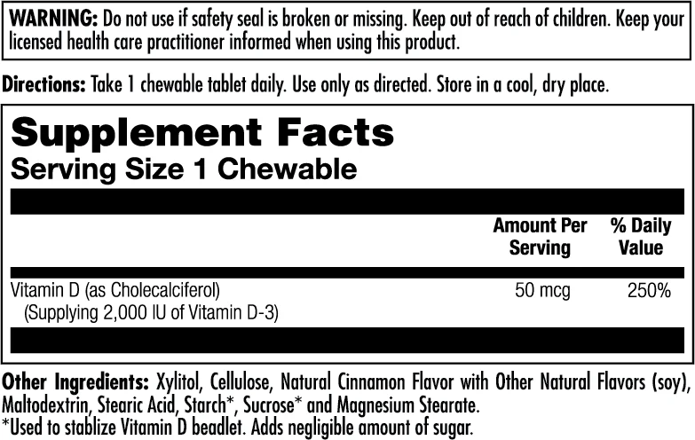D-3 50 mcg (2000 IU) Chewables - Image 3