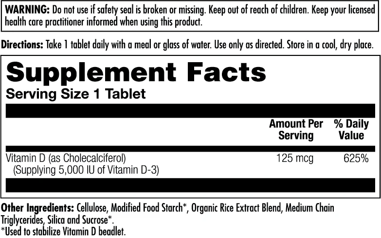 D-3 125 mcg (5000 IU) Tablets - Image 2