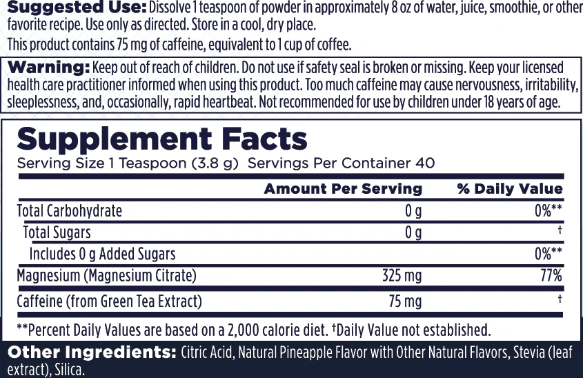 Energy Magnesium Powder Drink Mix - Pineapple - Image 4