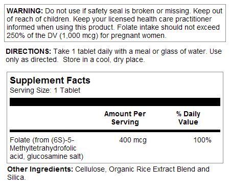 Methyl Folate Tablets 400 mcg DFE - Image 2
