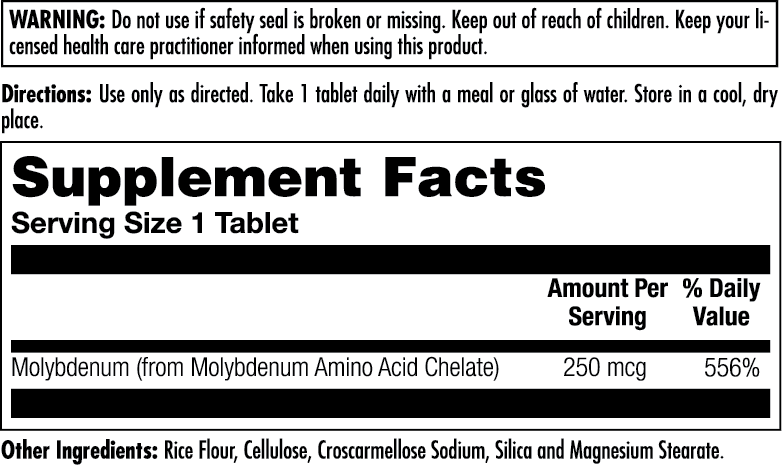 Molybdenum Amino Acid Chelate Tablets - Image 3