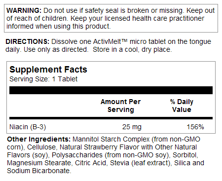 Niacin 25 mg ActivMelt® Instant Dissolve Tablets - Image 2