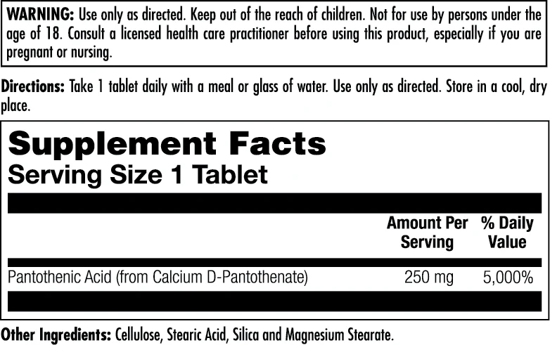 Pantothenic Acid Tablets 250 mg - Image 4