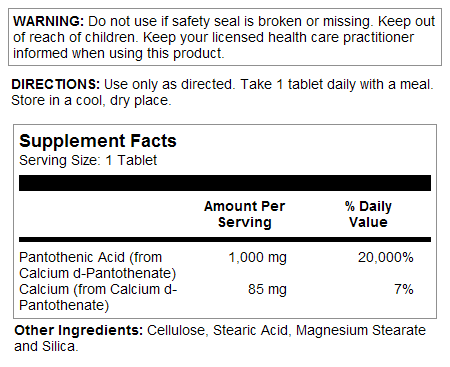 Pantothenic Acid Sustained Release Tablets 1000 mg - Image 4