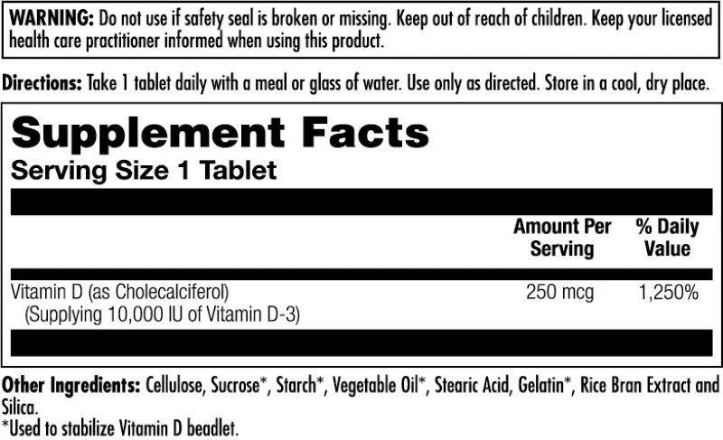 Ultra D-3 250 mcg (10,000 IU) Tablets - Image 2